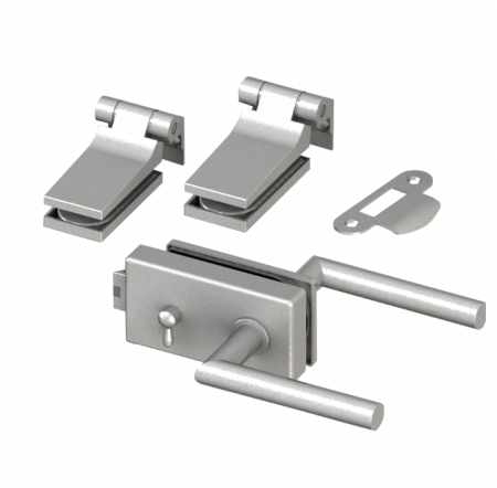 Glass Patch Lock set, Square Type with mechanical latch